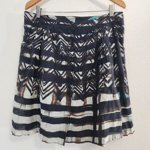 Peruvian Connection Skirt Womens 10 Black Brown Cotton Aztec Tribal Lagenlook